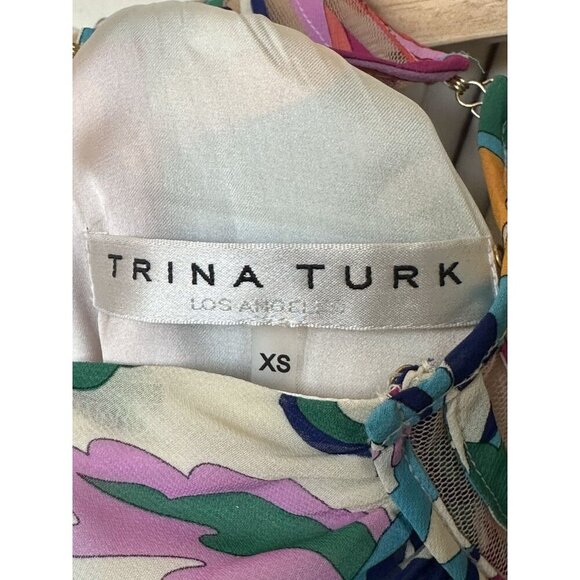 Trina Turk Women's XS Arias Dress in Color Parchment Multi - Picture 4 of 9